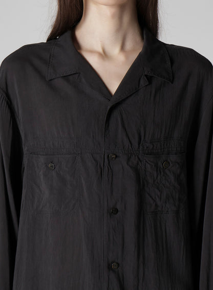OPEN COLLAR CELLULOSE OZONE SHIRT WITH CHAIN STITCH