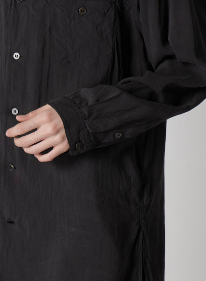 OPEN COLLAR CELLULOSE OZONE SHIRT WITH CHAIN STITCH