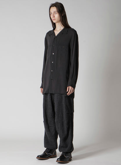OPEN COLLAR CELLULOSE OZONE SHIRT WITH CHAIN STITCH