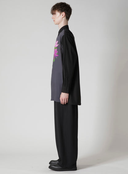 DOUBLE-COLLAR SHIRT IN BROAD AND CELLULOSE – GRAY LOTUS