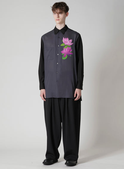 DOUBLE-COLLAR SHIRT IN BROAD AND CELLULOSE – GRAY LOTUS