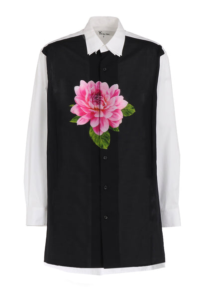 TRIPLE COLLAR SHIRT IN BROAD AND CELLULOSE – PINK FLOWER