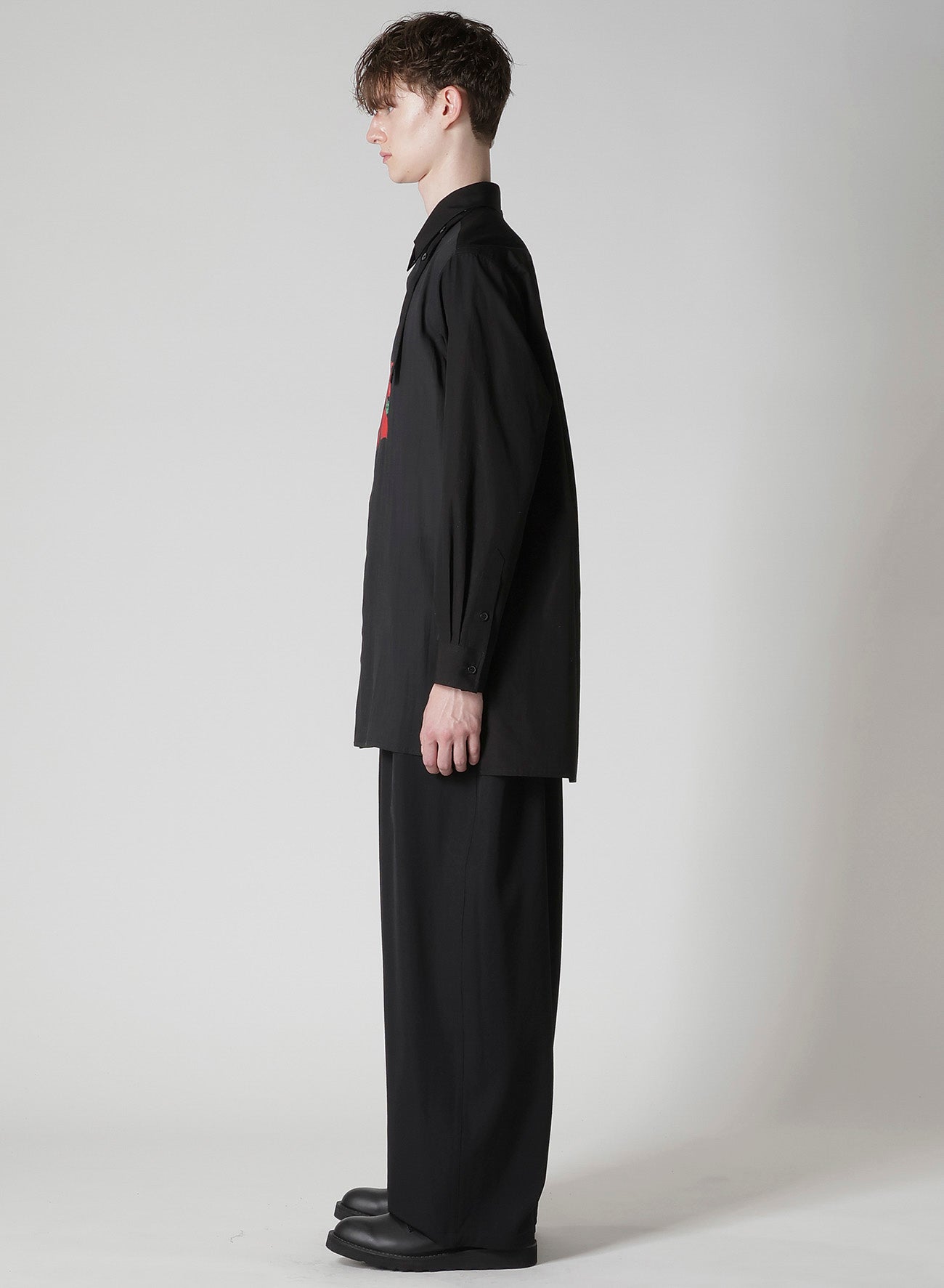 OVERSIZED SILHOUETTE SHIRT IN BROAD AND CELLULOSE – BLACK DAHLIA