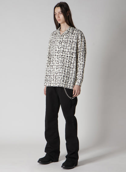 【Y's for men × MASSES】COTTON PIGMENT PRINT OPEN COLLAR SHIRT