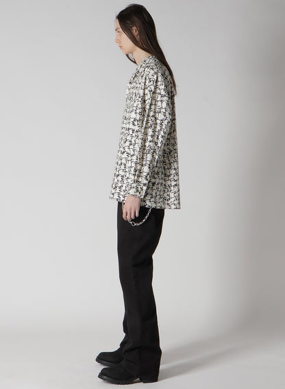 【Y's for men × MASSES】COTTON PIGMENT PRINT OPEN COLLAR SHIRT