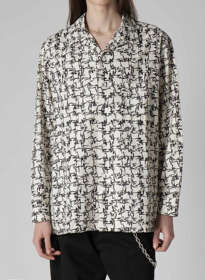 【Y's for men × MASSES】COTTON PIGMENT PRINT OPEN COLLAR SHIRT