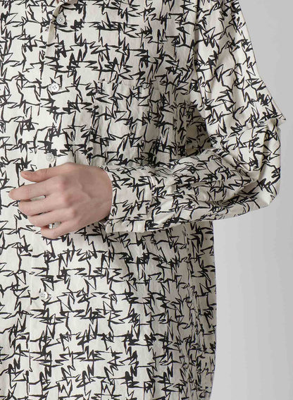 【Y's for men × MASSES】COTTON PIGMENT PRINT OPEN COLLAR SHIRT