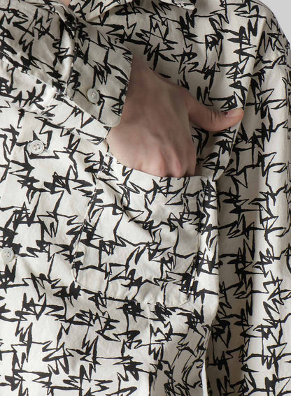 【Y's for men × MASSES】COTTON PIGMENT PRINT OPEN COLLAR SHIRT