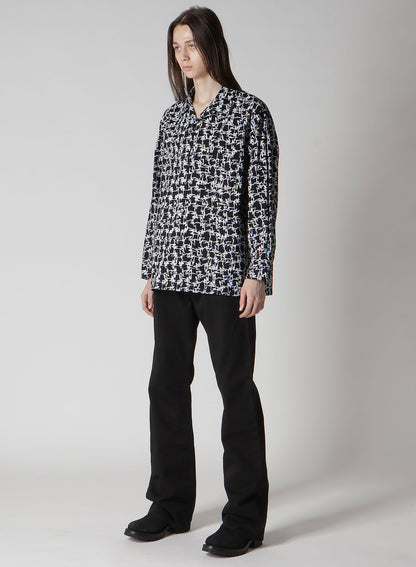 【Y's for men × MASSES】COTTON PIGMENT PRINT OPEN COLLAR SHIRT