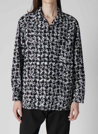 【Y's for men × MASSES】COTTON PIGMENT PRINT OPEN COLLAR SHIRT