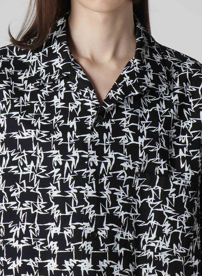 【Y's for men × MASSES】COTTON PIGMENT PRINT OPEN COLLAR SHIRT