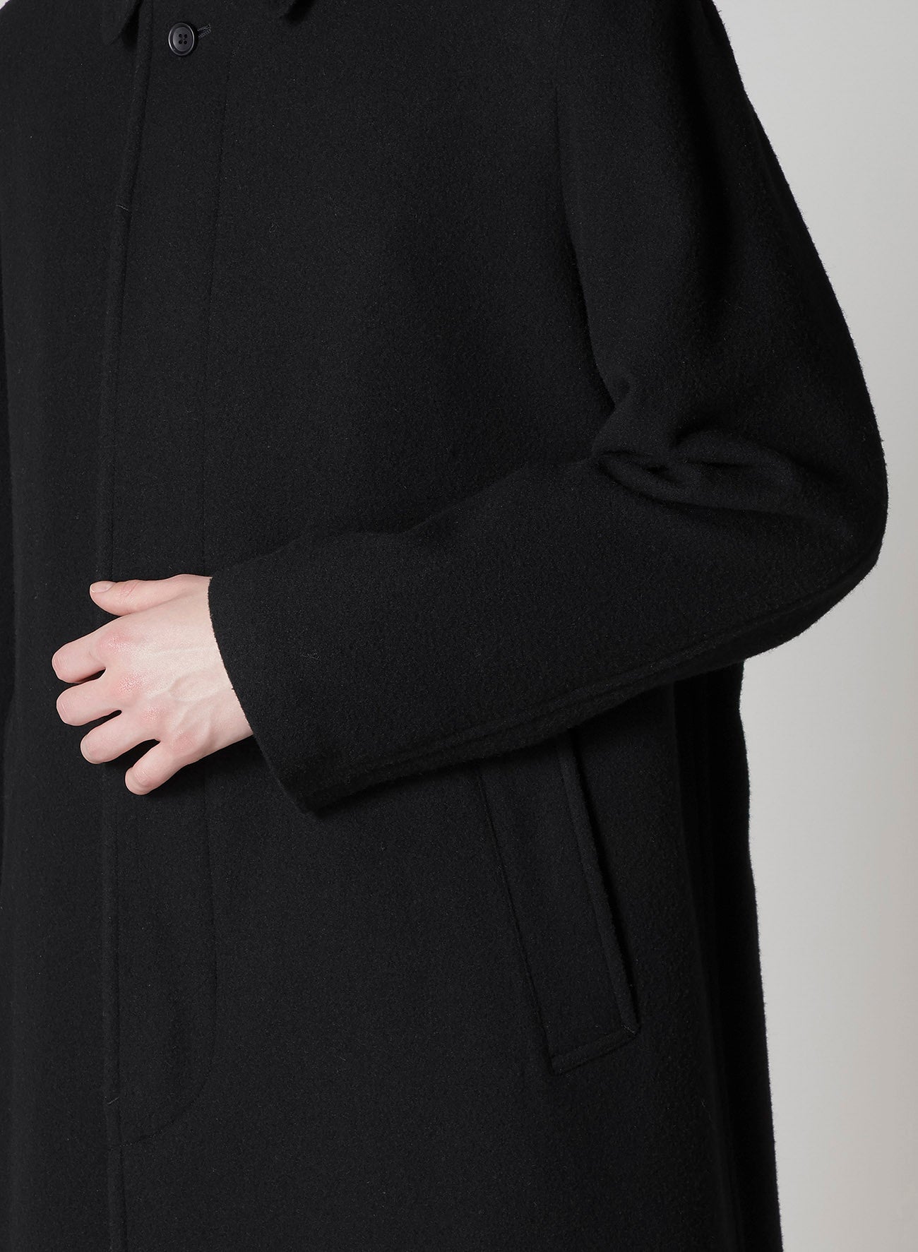 AIRY MOSSER LONG COAT WITH NYLON LINING – THE SHOP YOHJI YAMAMOTO