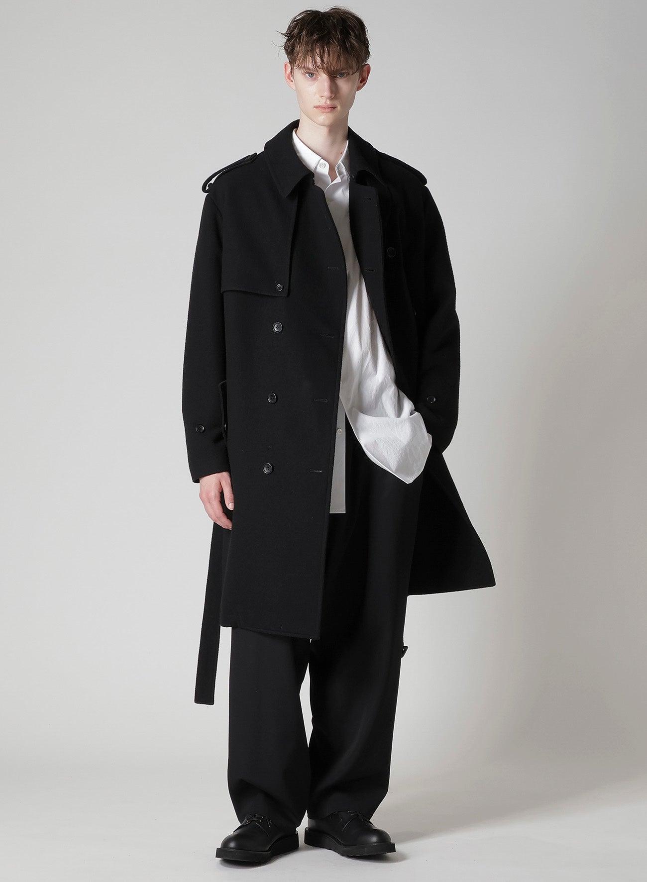 AIRY MOSSER TRENCH COAT WITH NYLON LINING