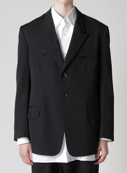 WOOL GABARDINE JACKET WITH A RIGHT LAPEL TAB
