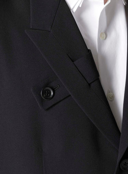 WOOL GABARDINE JACKET WITH A RIGHT LAPEL TAB