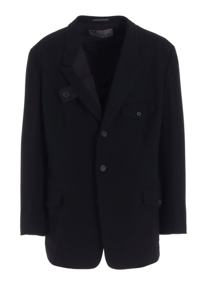 FLANNEL & NYLON RIPSTOP JACKET WITH LAPEL TAB AND UTILITY POCKETS