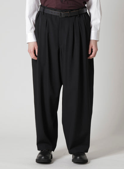 WOOL GABARDINE 12-TUCKS PANTS