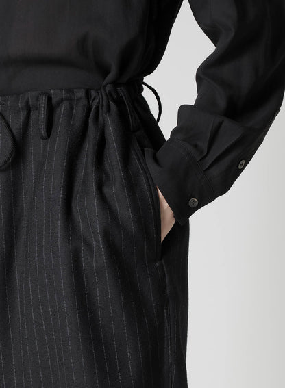 STRIPED SERGE WIDE-LEG DRAWSTRING PANTS