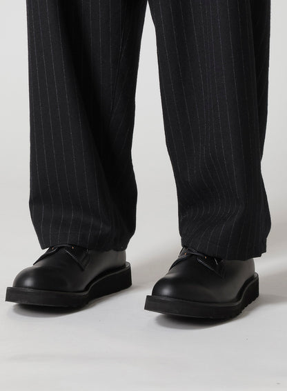 STRIPED SERGE WIDE-LEG DRAWSTRING PANTS
