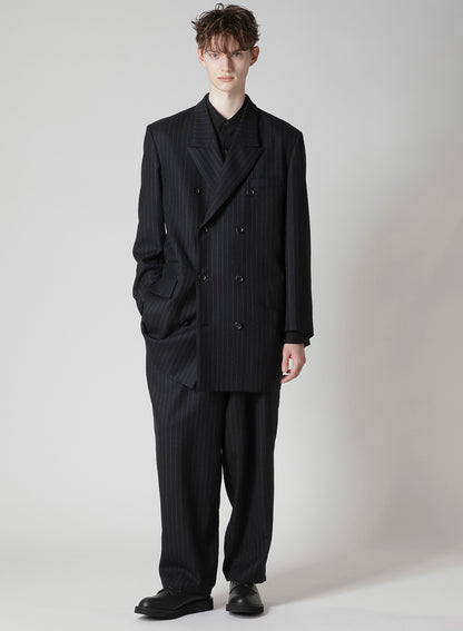 STRIPED SERGE WIDE-LEG DRAWSTRING PANTS