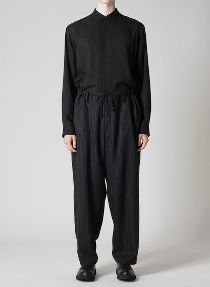 STRIPED SERGE WIDE-LEG DRAWSTRING PANTS