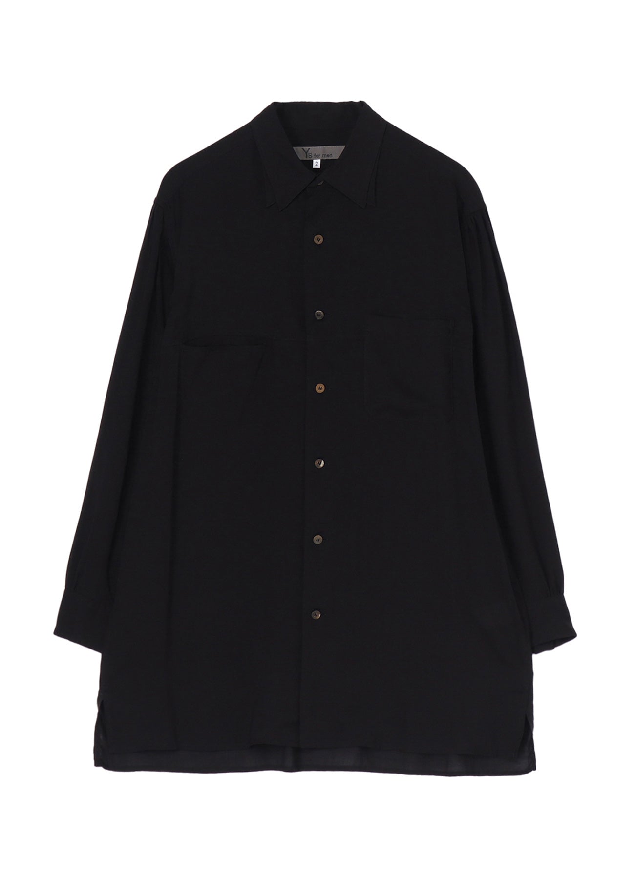 CELLULOSE LAWN DOUBLE COLLAR BIG SHIRT