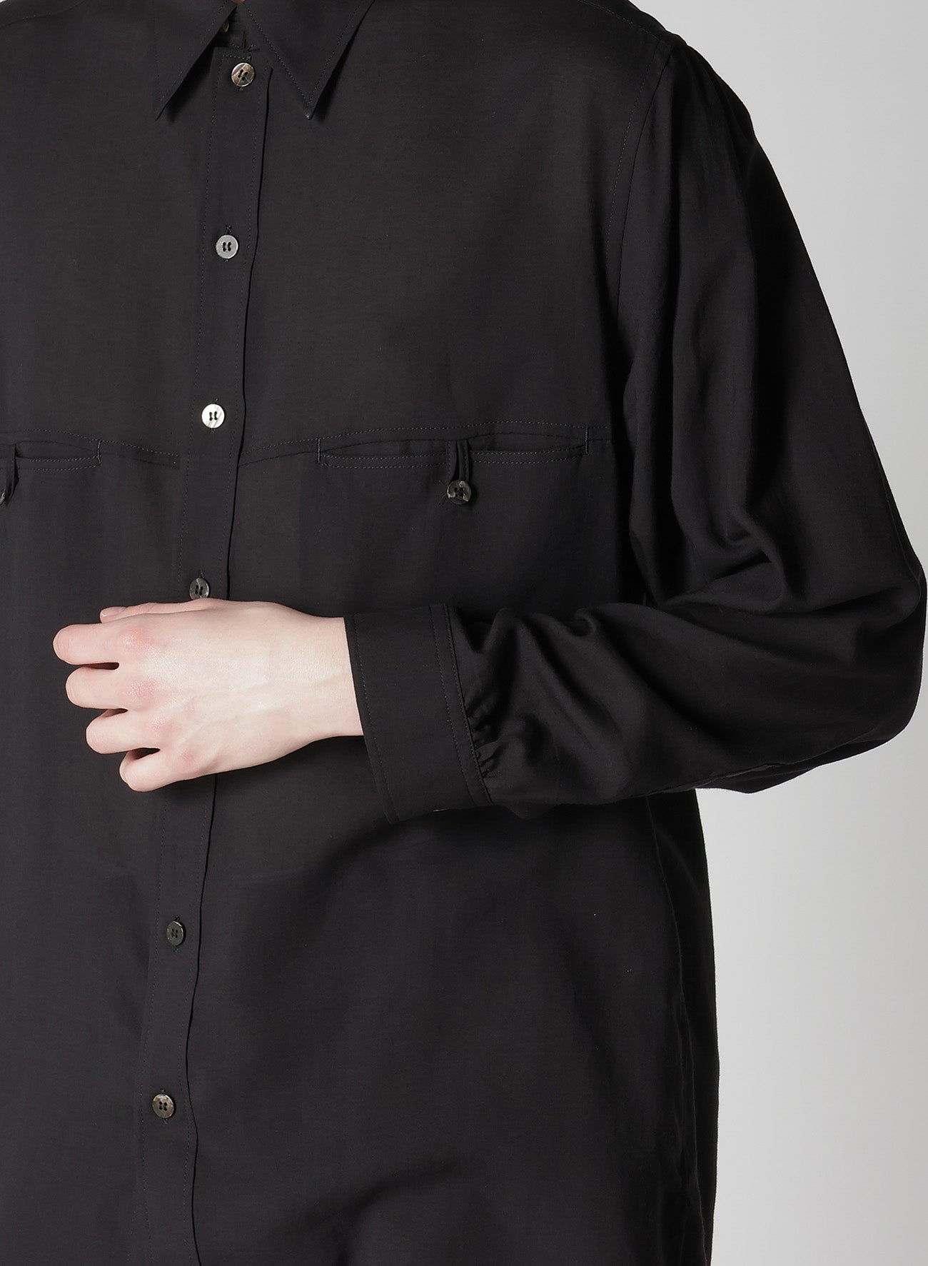 CELLULOSE LAWN PANEL POCKET SHIRT