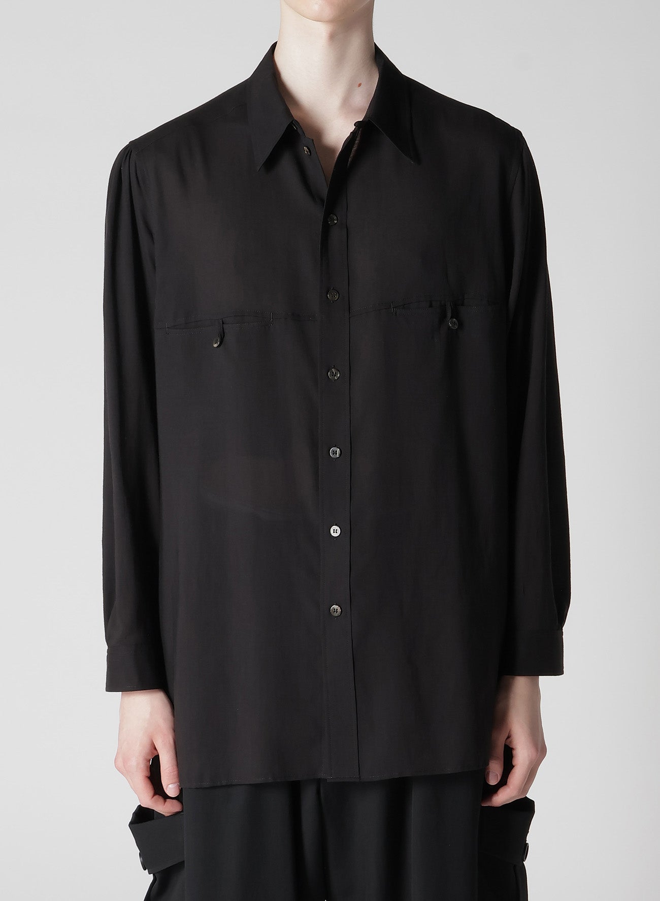 CELLULOSE LAWN PANEL POCKET SHIRT