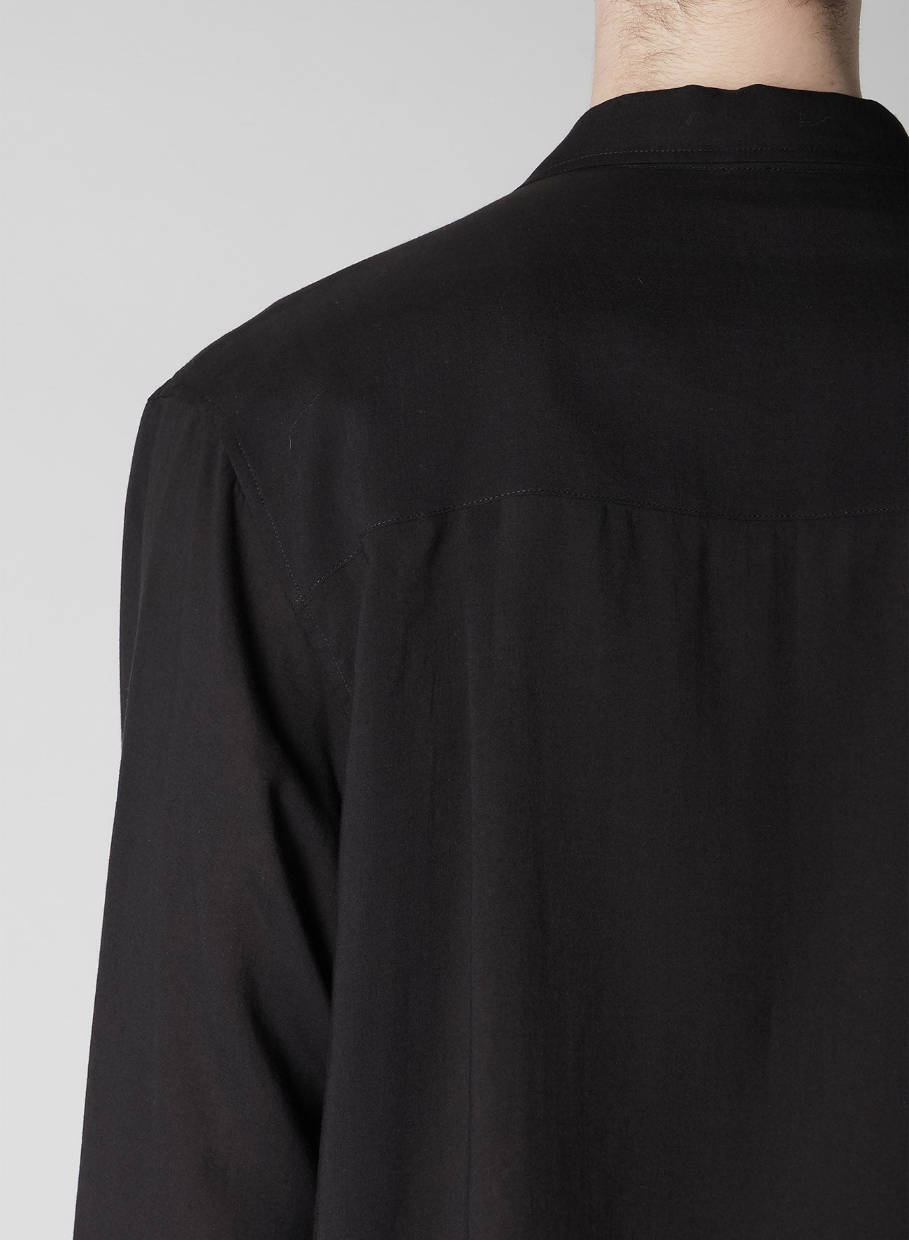 CELLULOSE LAWN PANEL OPEN COLLAR SHIRT