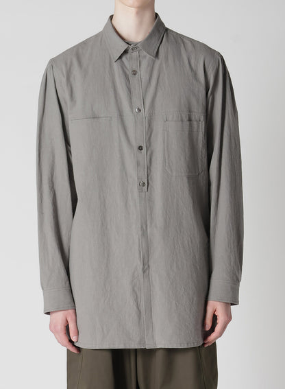 LINEN COTTON CANVAS CHAIN STITCH SHIRT