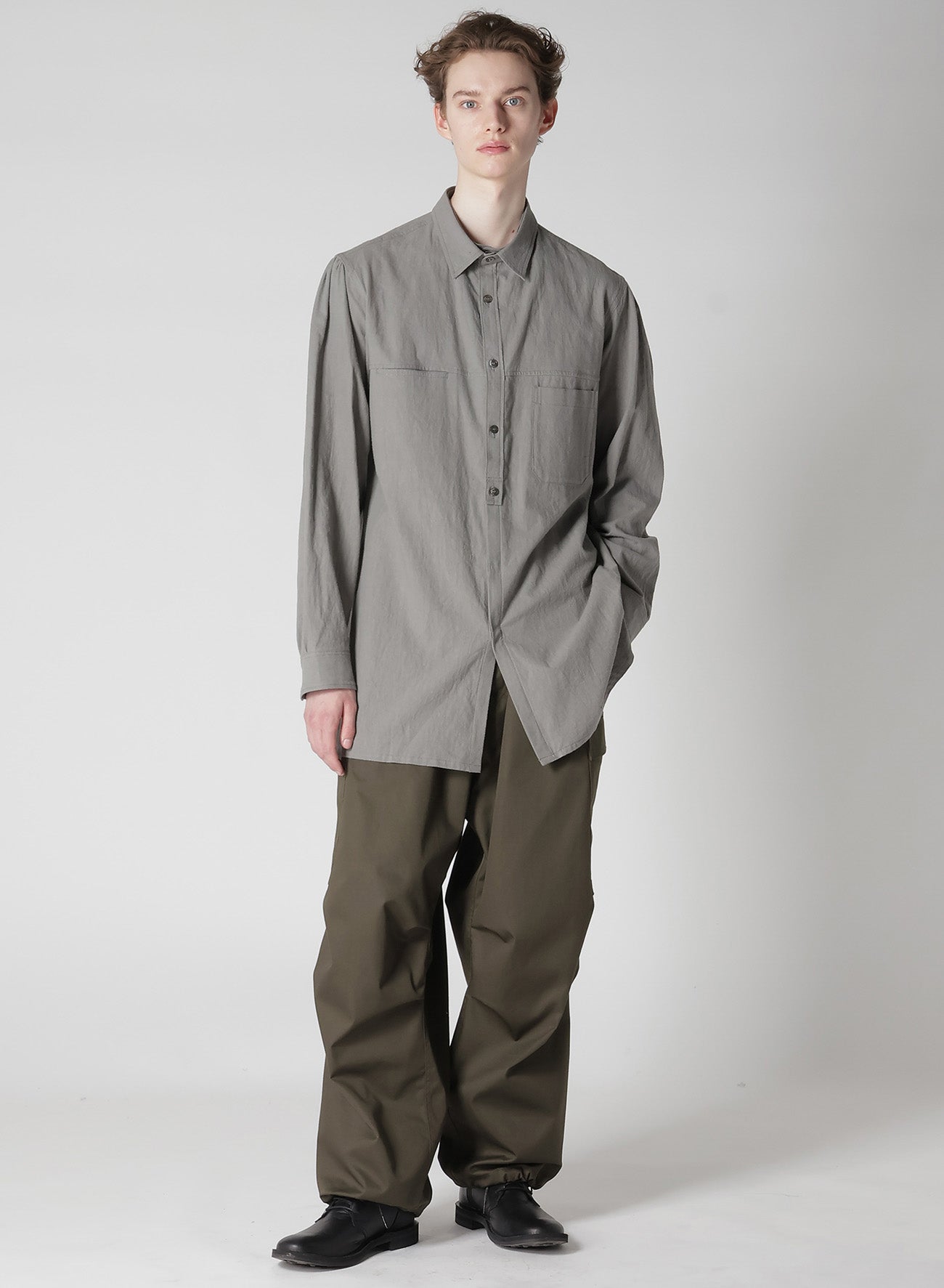 LINEN COTTON CANVAS CHAIN STITCH SHIRT