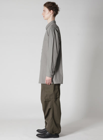 LINEN COTTON CANVAS CHAIN STITCH SHIRT