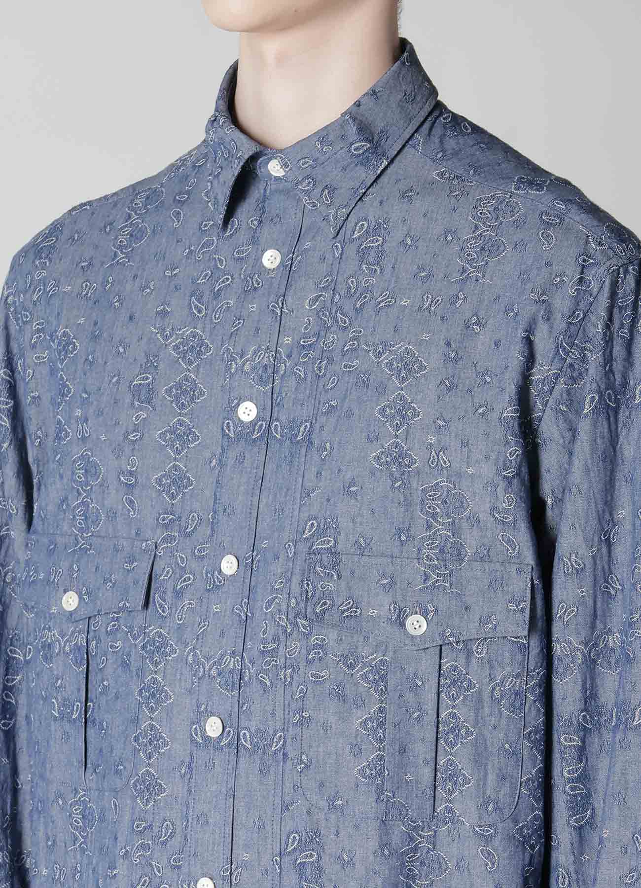 DUNGAREE JACQUARD PATTERN SHIRT WITH TUCK COLLAR