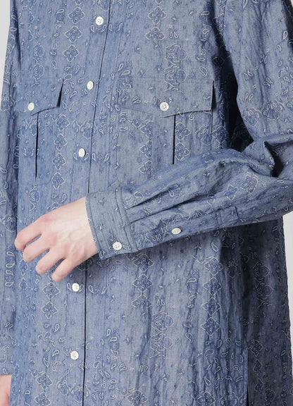 DUNGAREE JACQUARD PATTERN SHIRT WITH TUCK COLLAR