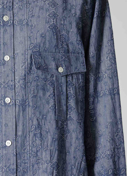 DUNGAREE JACQUARD PATTERN SHIRT WITH TUCK COLLAR