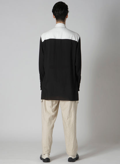 MONOCHROME PANEL TUCK COLLAR SHIRT