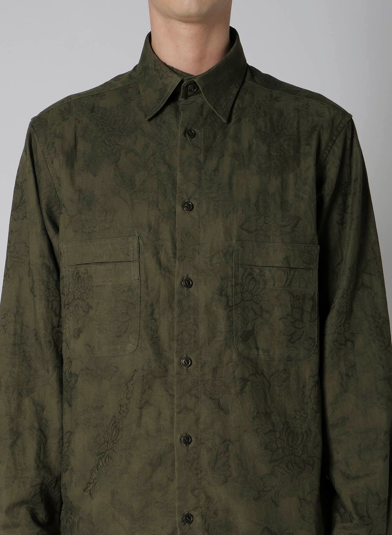 KHAKI FLOWER JACQUARD SHIRT