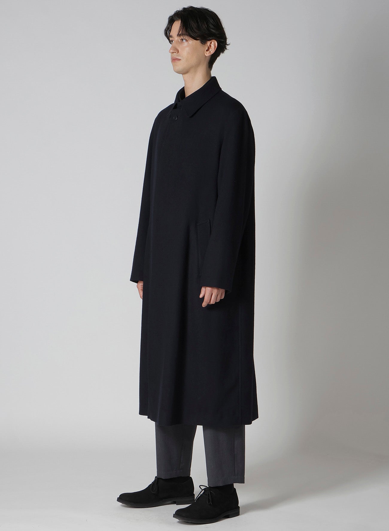 WOOL NYLON FLANNEL SOUTIEN COLLAR COAT