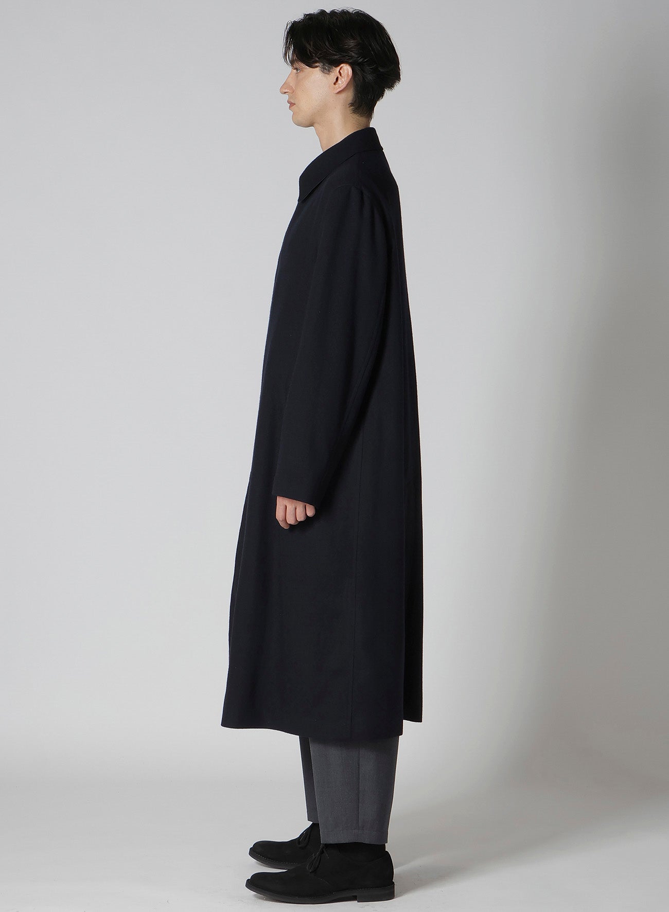 WOOL NYLON FLANNEL SOUTIEN COLLAR COAT