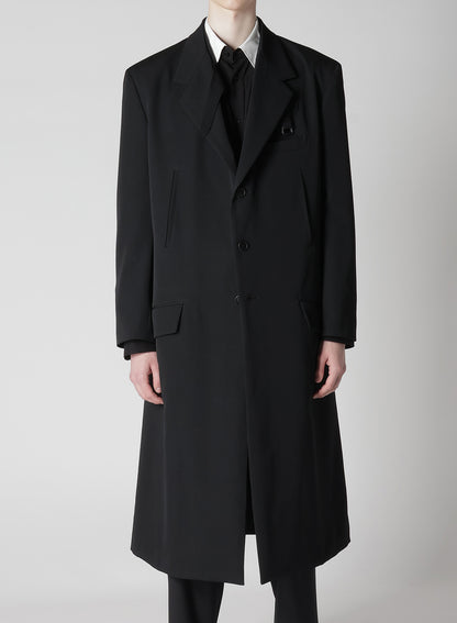 GABARDINE LAPEL BUCKLE TAB JACKET