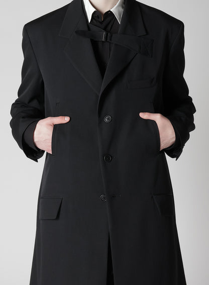 GABARDINE LAPEL BUCKLE TAB JACKET