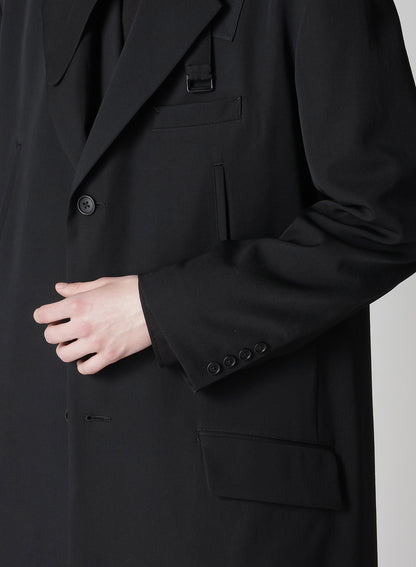 GABARDINE LAPEL BUCKLE TAB JACKET