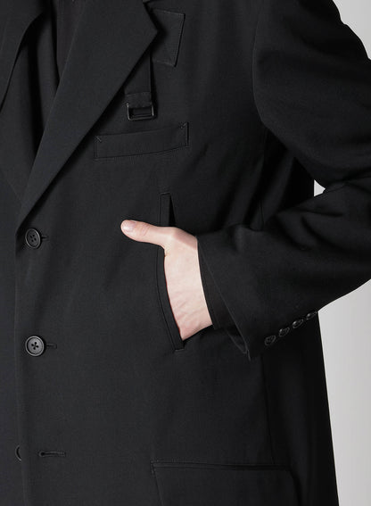 GABARDINE LAPEL BUCKLE TAB JACKET