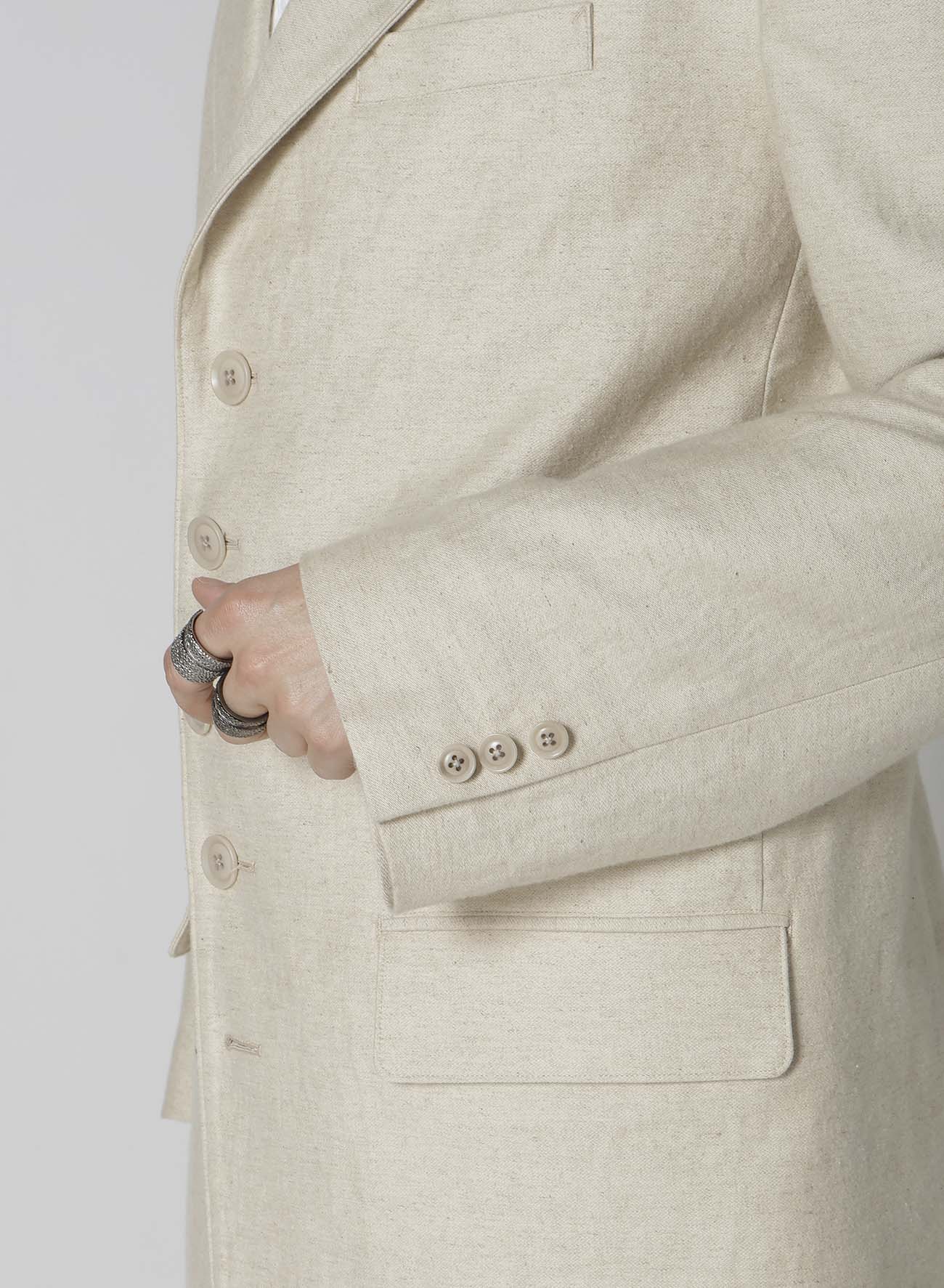 COTTN LINEN DOUBLE SATIN JACKET WITH 5-BUTTONS