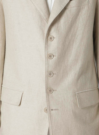 COTTN LINEN DOUBLE SATIN JACKET WITH 5-BUTTONS