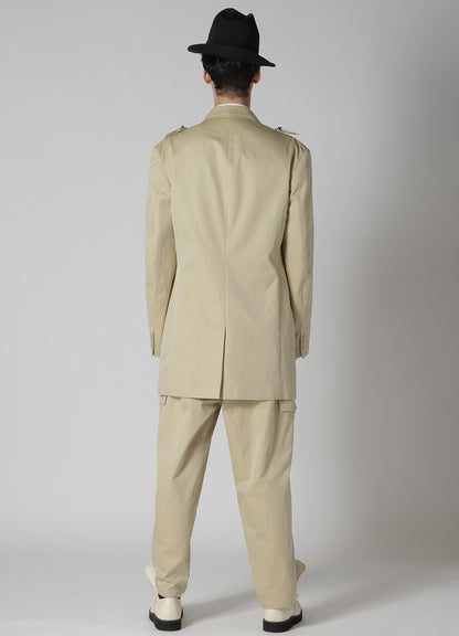 COTTON GABARDINE JACKET WITH SHOULDER BUCKLE PEAKED