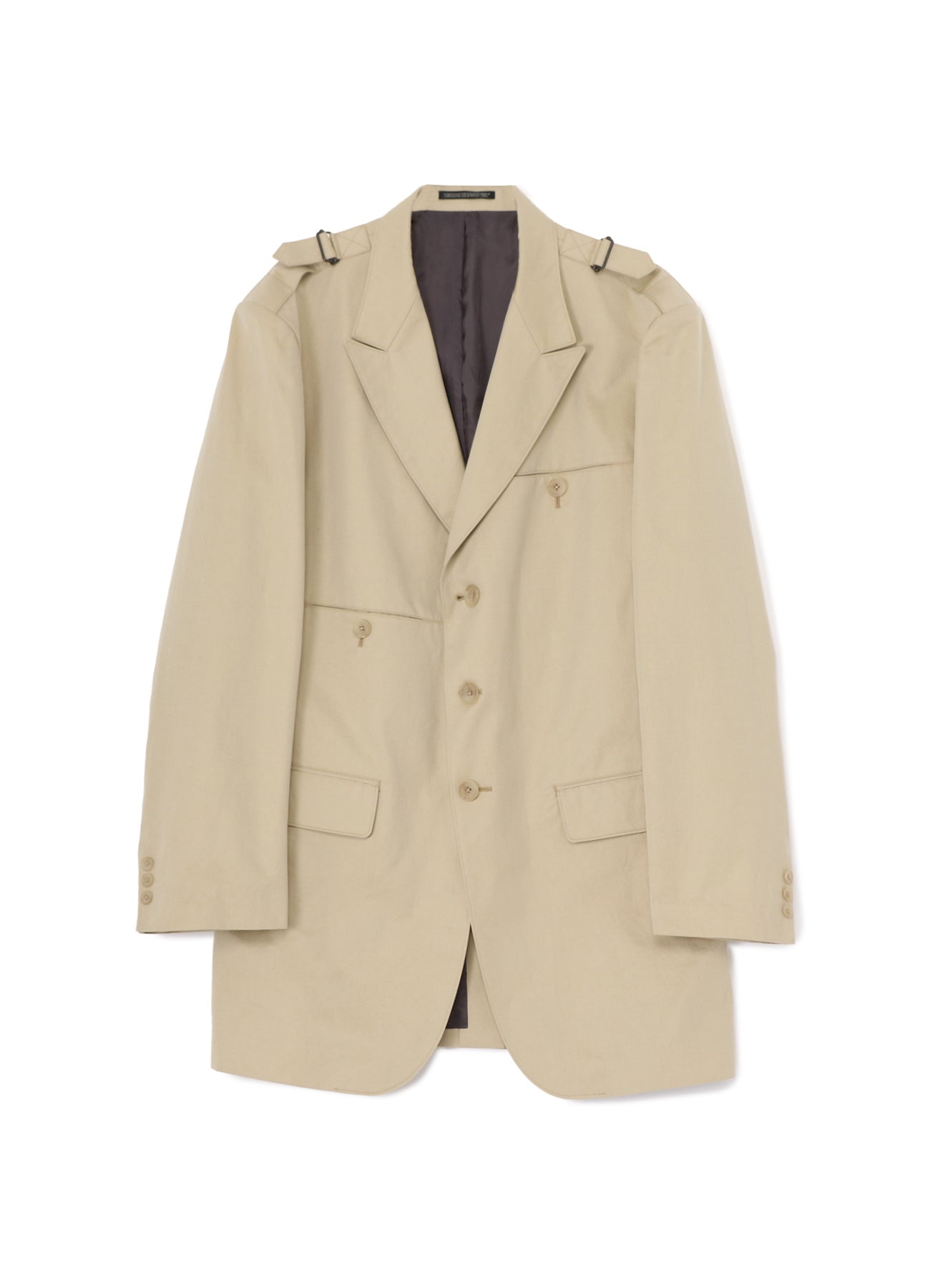 COTTON GABARDINE JACKET WITH SHOULDER BUCKLE PEAKED