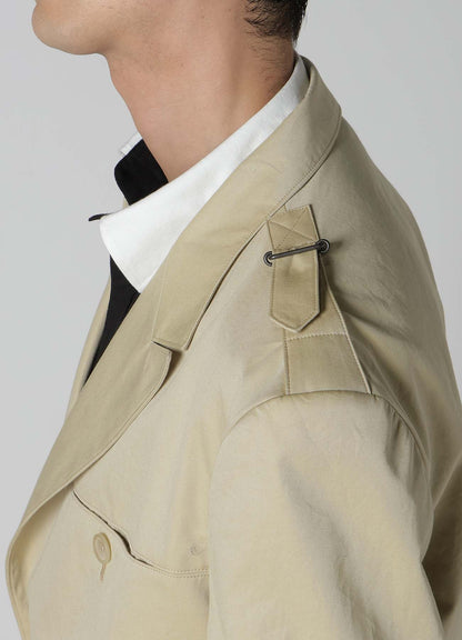 COTTON GABARDINE JACKET WITH SHOULDER BUCKLE PEAKED