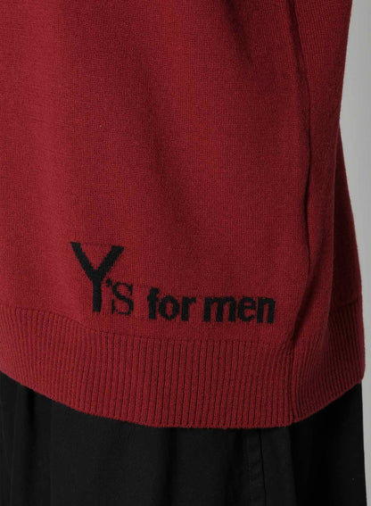 ROUND NECK INTARSIA KNIT WITH "Y's for men" LOGO