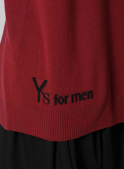 TURTLE NECK INTARSIA KNIT WITH "Y's for men" LOGO